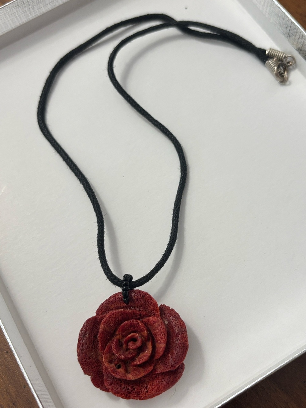 Marlyn Schiff Natural Sponge Coral Pendant Necklace on Black Cord